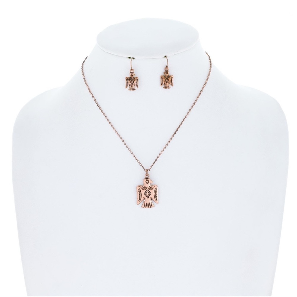 Navajo Thunderbird Copper Necklace Set NWT